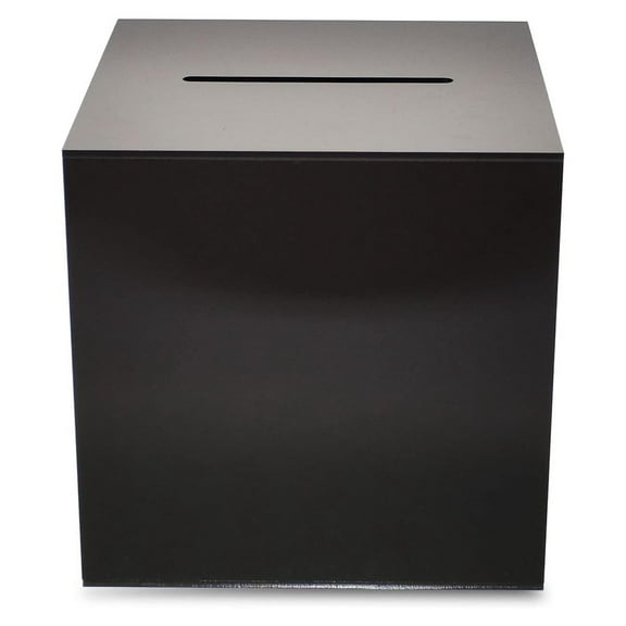 Black Donation Box Tip Jar Acrylic Ballot Suggestion W/Lock 6" Cube AZM