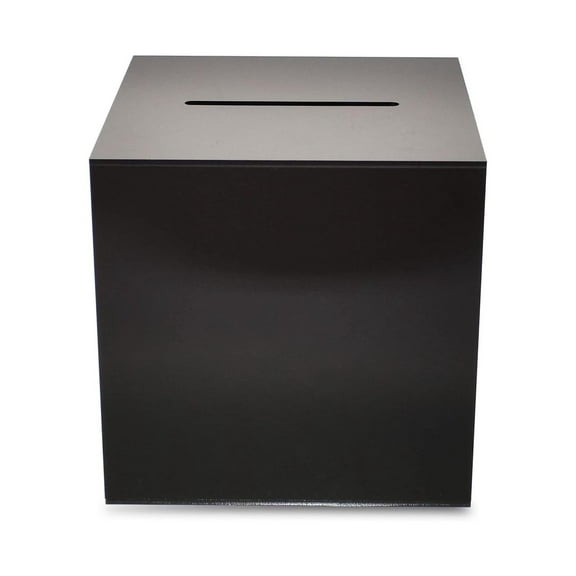 Black Donation Box Tip Jar Ballot Suggestion W/Lock 6" Cube AZM