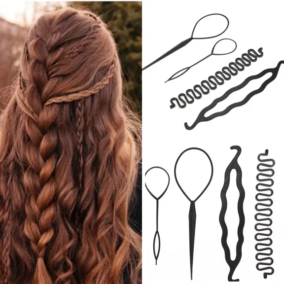 Black Donut Bun Maker DIY Braid Styling Hairpins Barrettes Twist Hair Clips Women Hair Accessories Sets Wholesale Free Ship 4Pcs