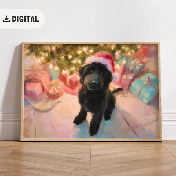 Black Doodle Art Poster: Labradoodle Dog Wall Decor, Poster, Unframed Poster Size 8x12