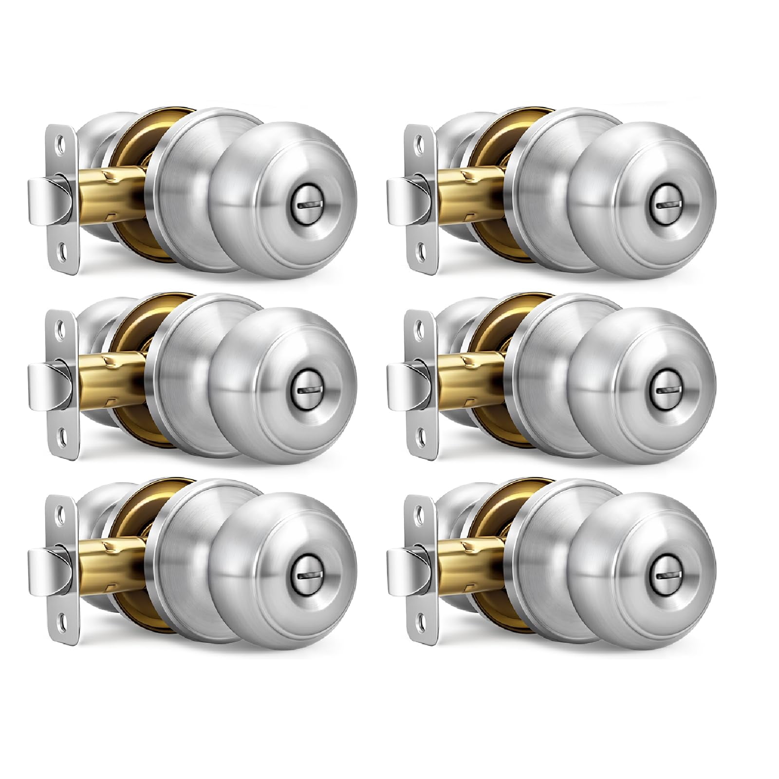 Black Door Knobs, 10 Pack Privacy Door Knobs Interior Door Knob for Bedroom/Bathroom Keyless Doorknobs Interior/Exterior Lockset, Black Modern Design Door Hardware