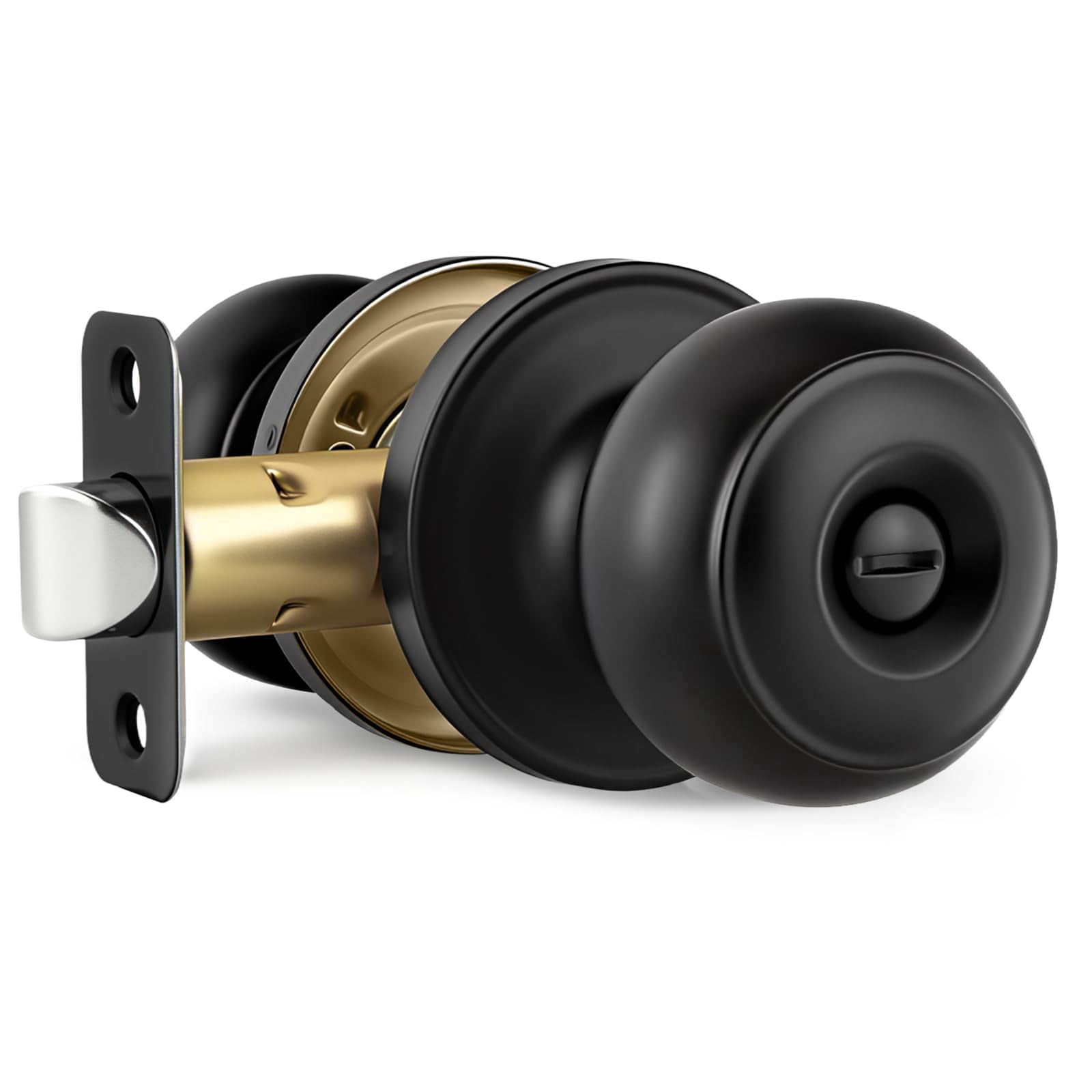 Black Door Knobs, 10 Pack Privacy Door Knobs Interior Door Knob for Bedroom/Bathroom Keyless Doorknobs Interior/Exterior Lockset, Black Modern Design Door Hardware