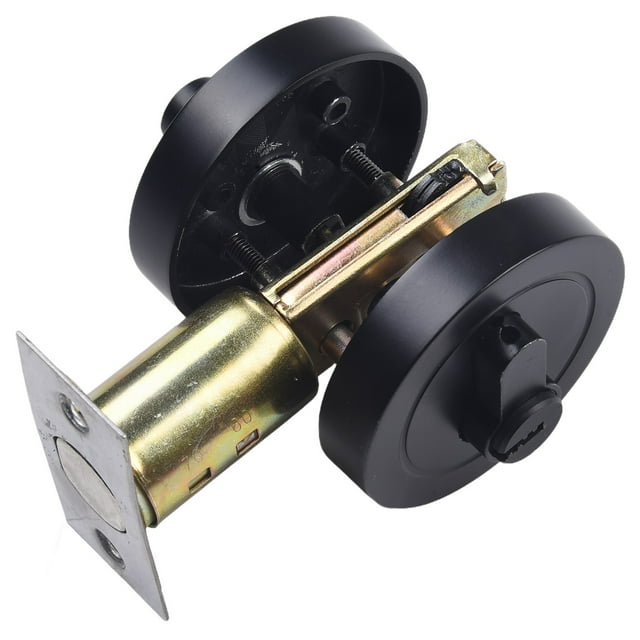 Black Door Lock Brushed Nickel Handles Single Cylinder Front Exterior