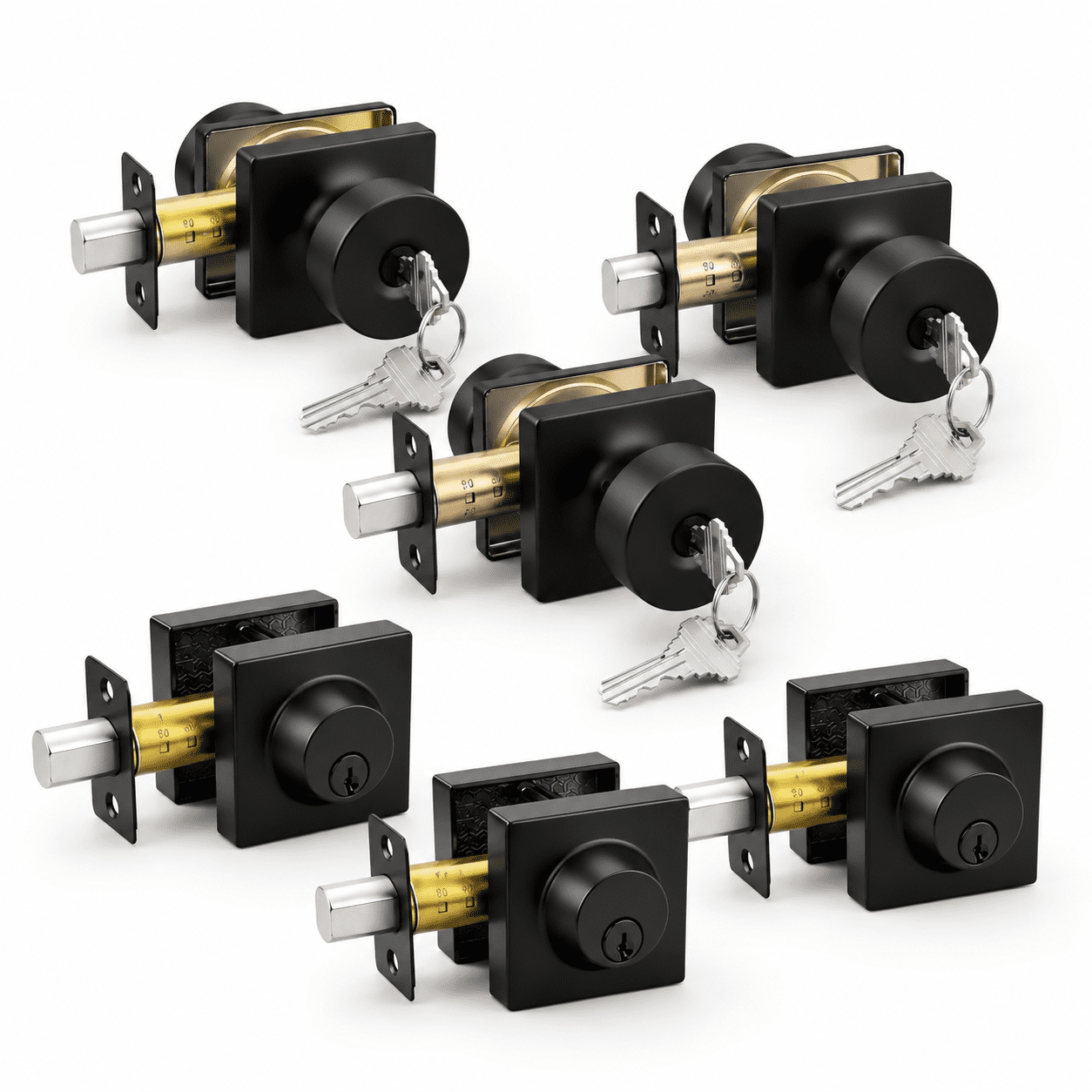 Door Lock Devices Black Door Lock Set 3 Pack Exterior Entry Door Knob And Deadbolt Set ...