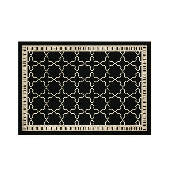 Black Door Mat Indoor Entryway Rug Non-Slip Absorbent Carpet With Rubber Backing, Polyester Fiber, Washable For Entryway, Hallway, Patio 29.5X17.7In 2.2Lb