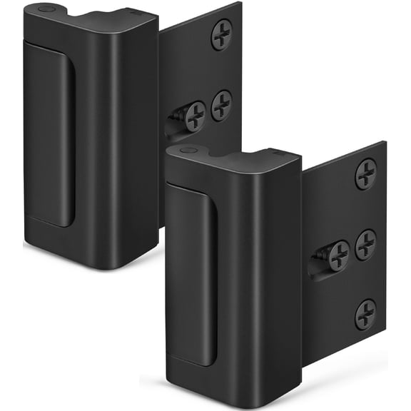 Black Door Reinforcement Security Latch, 800lbs Force Resistant, For Inward Swinging Doors