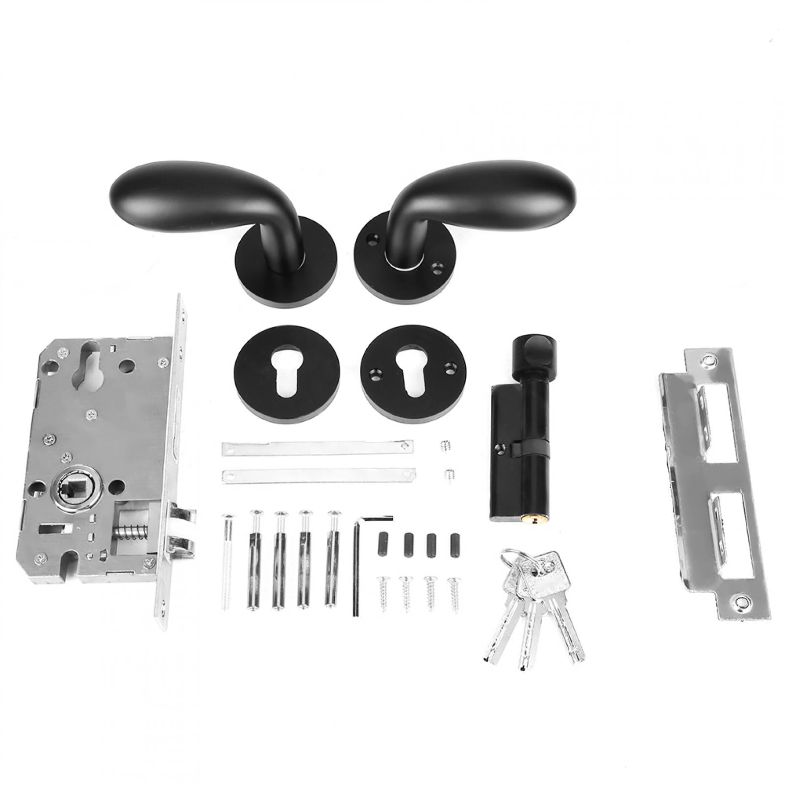 Black Door Solid Handle Lock Simple Style Space Aluminium Lock For black-door-solid-handle-lock-simple-style-space-aluminium-lock-for
