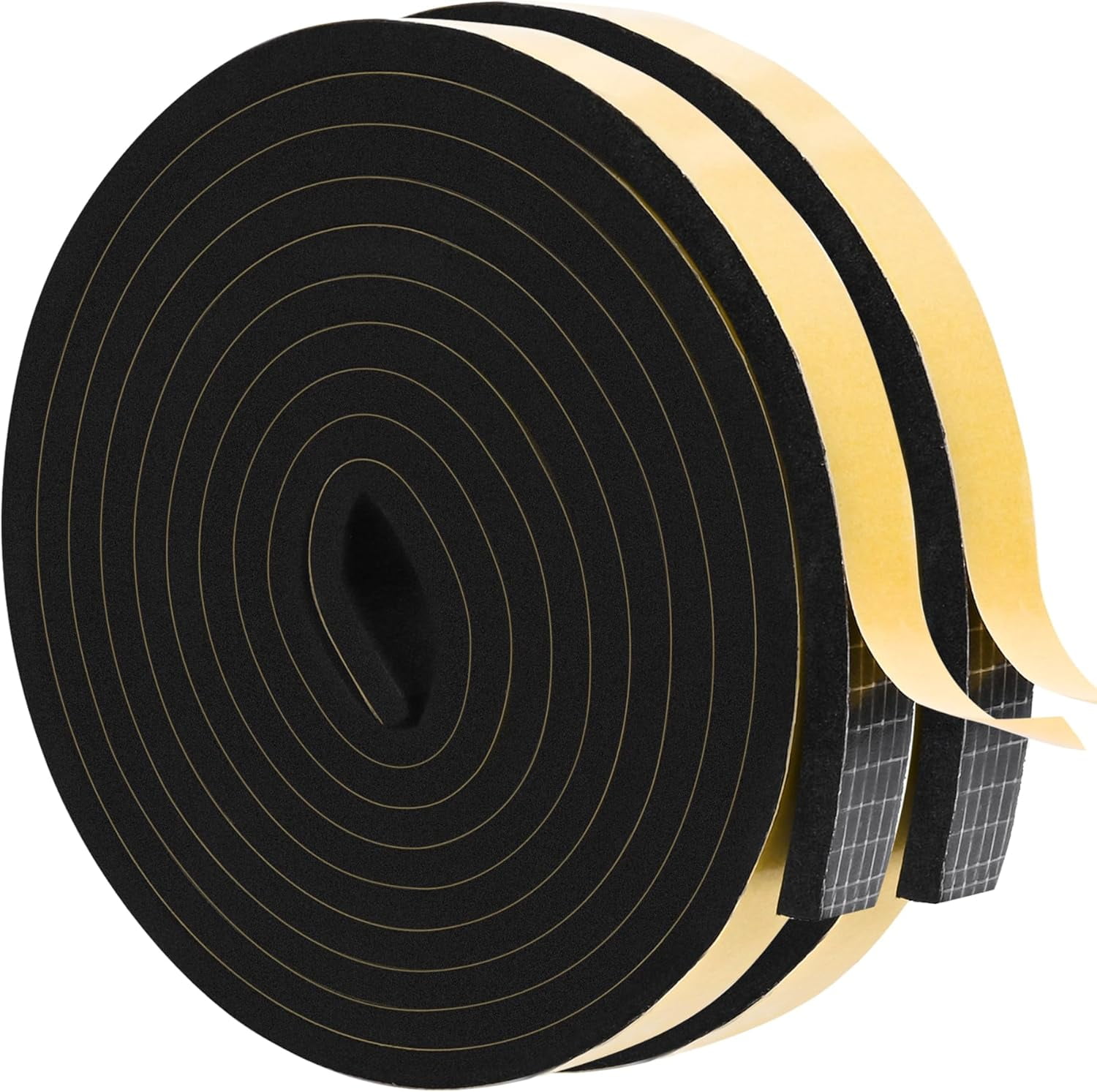 Black Door Window Weather Stripping Self Adhesive Foam Tape High Density Foam Sealing Strip Window Insulation Weatherproof Gasket Tape 1" Wide X 1/4" Thick, 16.5 Ft X 2 Rolls, Total 33 Feet