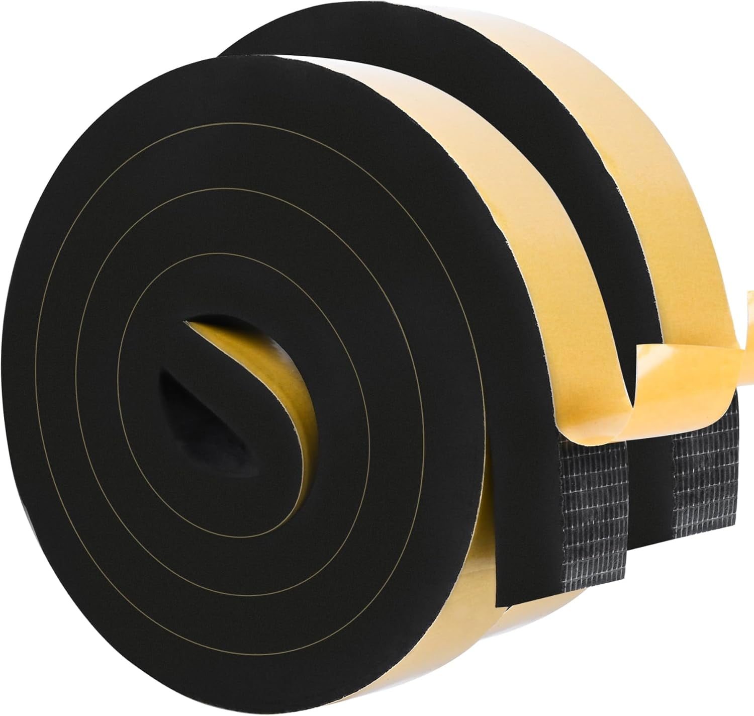 Black Door Window Weather Stripping Self Adhesive Foam Tape High Density Foam Sealing Strip Window Insulation Weatherproof Gasket Tape 1" Wide X 3/4" Thick, 6.5 Ft X 2 Rolls, Total 13 Feet