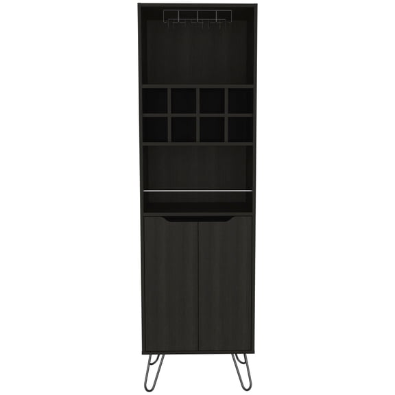 Black Door Wine Cabinet | Living Room Functionality | Sturdy Particle Board Design | Overcomes Assembly Challenges