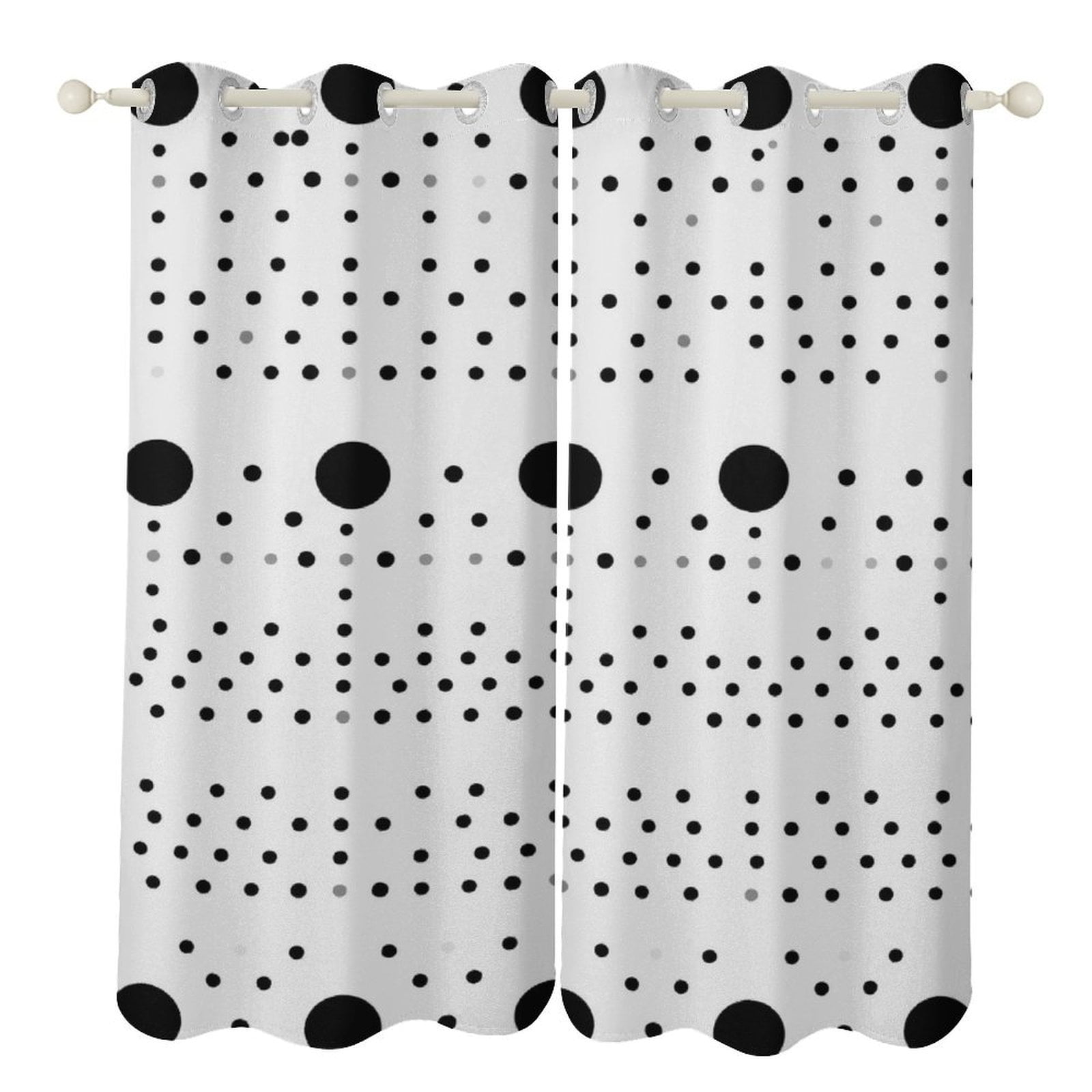 Black Dot Pattern Design Blackout Window Curtains for Bedroom Living