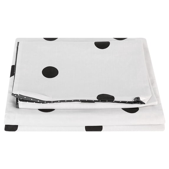 Black Dot Print Concise Cotton Home Bedding Set Quilt Cover with Pillowcase (Queen Size)