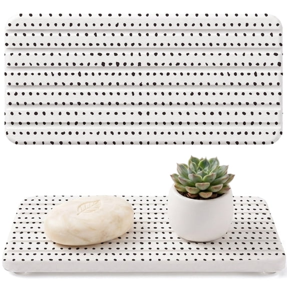Black Dots Diatomaceous Earth Coasters, Modern Abstract Art Minimalist ...