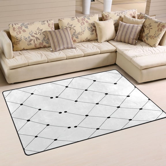 Black Dots Pattern Soft Polyester Area Rug 60''x39'', Non Slip, Memory Foam, Water Absorbent