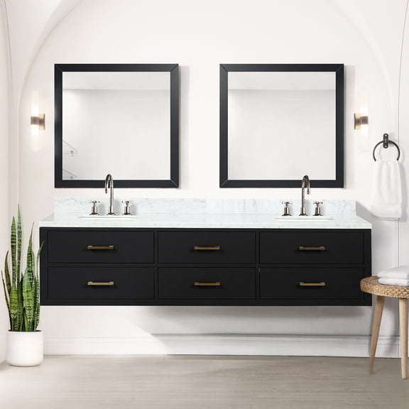 Black Double Bath Vanity 80 In. - 4 Drawers, Under Sink Storage Box, Soft Close, , Bathroom W Compartment, Quick Installation, Unit