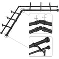 thumbnail image 1 of Black Double Corner Window Curtain Rods with Aluminum End Cap Finials and Brackets,1 Inch Diameter Dual Bay Window Curtain Rods, Adjustable 2 Sided 36-72 Inch Double Drapery Rod, 1 of 12