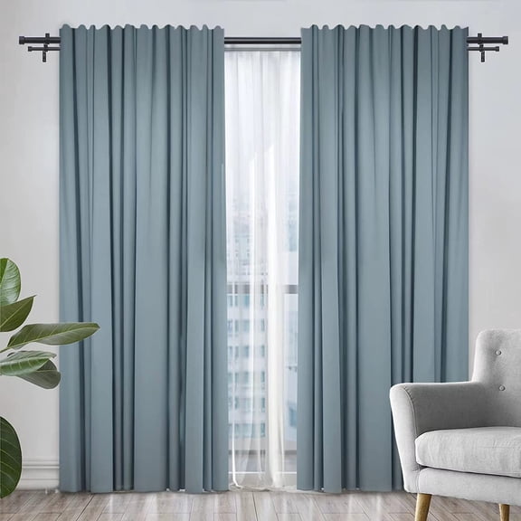 Black Double Curtain Rods for Windows 72 to 144 Inch(6 to 12 Feet),1 Inch Adjustable Dual Curtain Rod, Heavy Duty Double Drapery Pole with End Cap Design for Living Room, Bedroom, Farmhouse