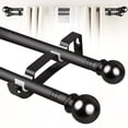 thumbnail image 1 of Double Rod Curtain Set 30 to 60 Inch,Double Curtain Rods for Windows with 2PCS Holder,Black Small Extra Long 5/8" Diameter Blackout Cortineros Dobles Para Ventanas for Bedroom,Living Room, 1 of 6