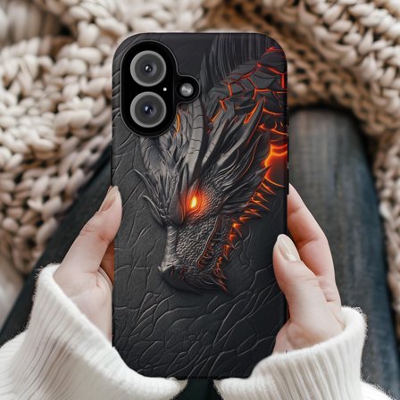 Black Dragon Fantasy Fire Mythical Creature Magic Monster A754 Protective Case for iPhone 17 16 15 14 13 12 11 Pro Max