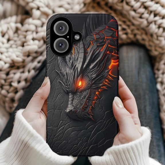 Black Dragon Fantasy Fire Mythical Creature Magic Monster A754 Protective Case for iPhone 17 16 15 14 13 12 11 Pro Max