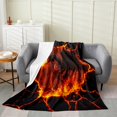 thumbnail image 1 of Black Dragon Fleece Blanket,Red Flame Volcano Eruption Lava 3D Print Bed Blanket for Adults Teens,Natural Disaster Dragon Mystic Animal Room Decor,Super Soft Flannel Blanket,40"x50", 1 of 6