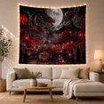 thumbnail image 1 of Black Dragon Above Red Lantern Waterfront Town, Dramatic Fantasy Style for Dragon Lovers, Dragon Wall Art, Housewarming Gift, Tapestry Wall Hanging for Bedroom and Gaming Room, 1 of 7