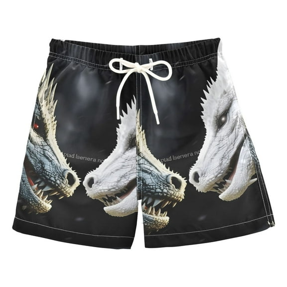Black Dragon and White Dragon Boys Swim Trunks Quick Dry Boy Swim Shorts for 3-14 Years