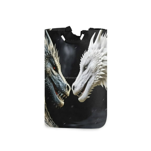 Black Dragon and White Dragon Laundry Basket with Handles 50L Collapsible Laundry Hamper for Bathroom Bedroom Laundry Room