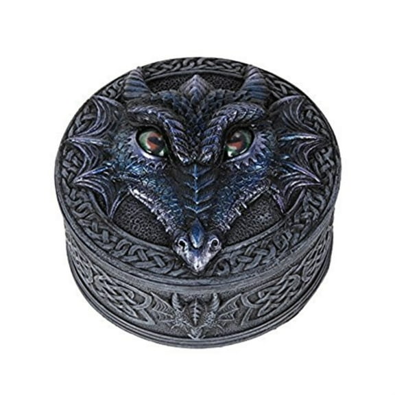 Black Dragon with Rolling Eyes Jewelry Keepsake Trinket Box Container Fantasy