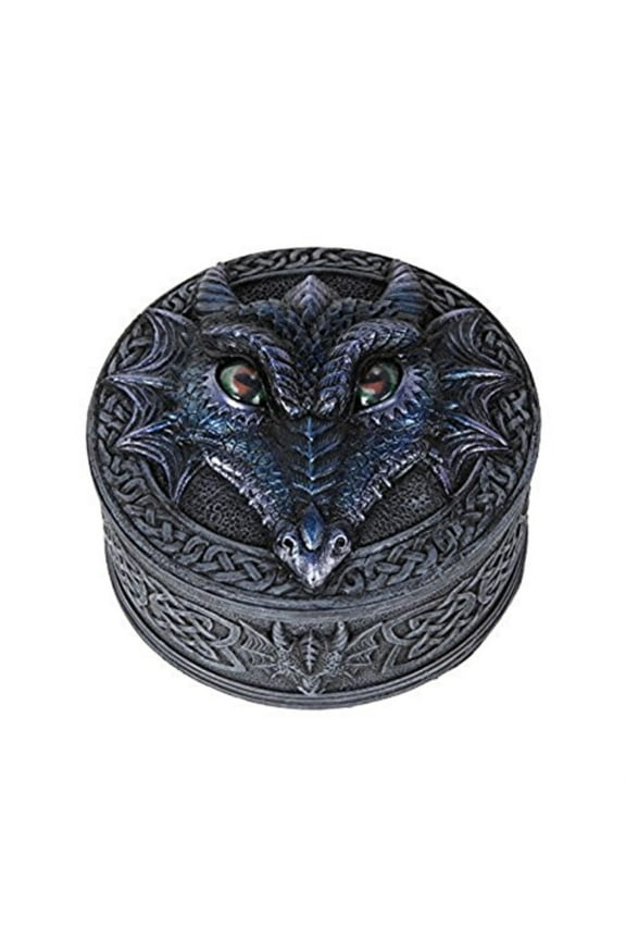 Black Dragon with Rolling Eyes Jewelry Keepsake Trinket Box Container Fantasy