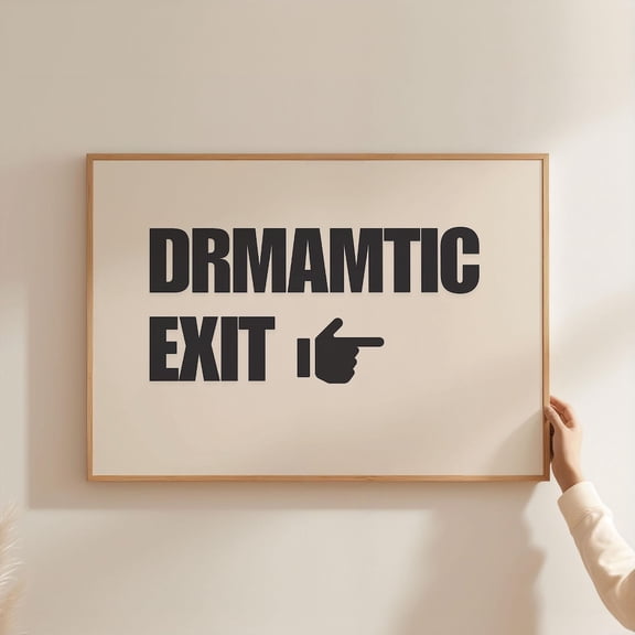 Black Dramatic Exit Poster | Retro Wall Art Poster | Mid Century Painted Landscape Decor For Hallway & Home, Stretched Canvas Size 8x12