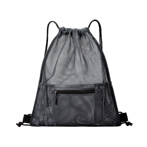 Black Drawstring Backpack Polyester Sports Bag for Students Basketball Football Beach Hiking Large Capacity Lightweight Drawstring Bag