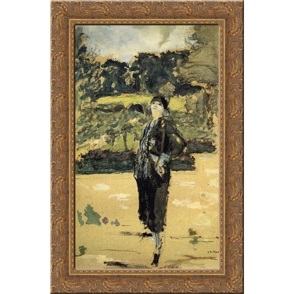 Black Dress 24x16 Gold Ornate Wood Framed Canvas Art by Edouard Vuillard