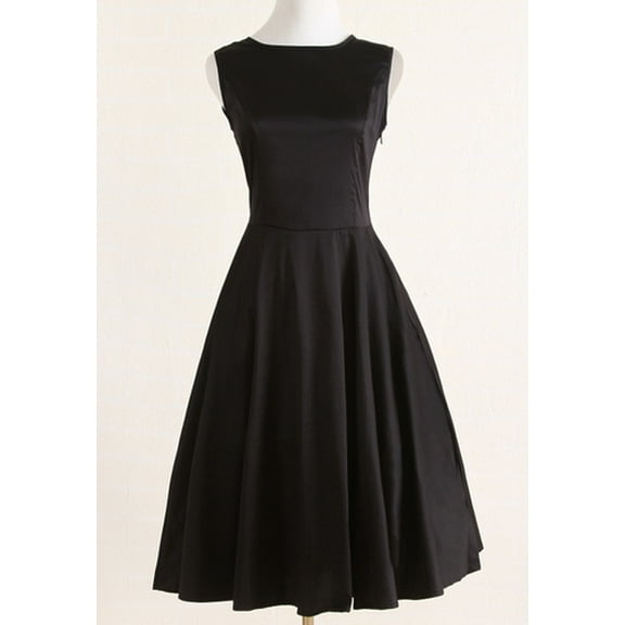 Black Dress Vintage Style Round Neck Sleeveless