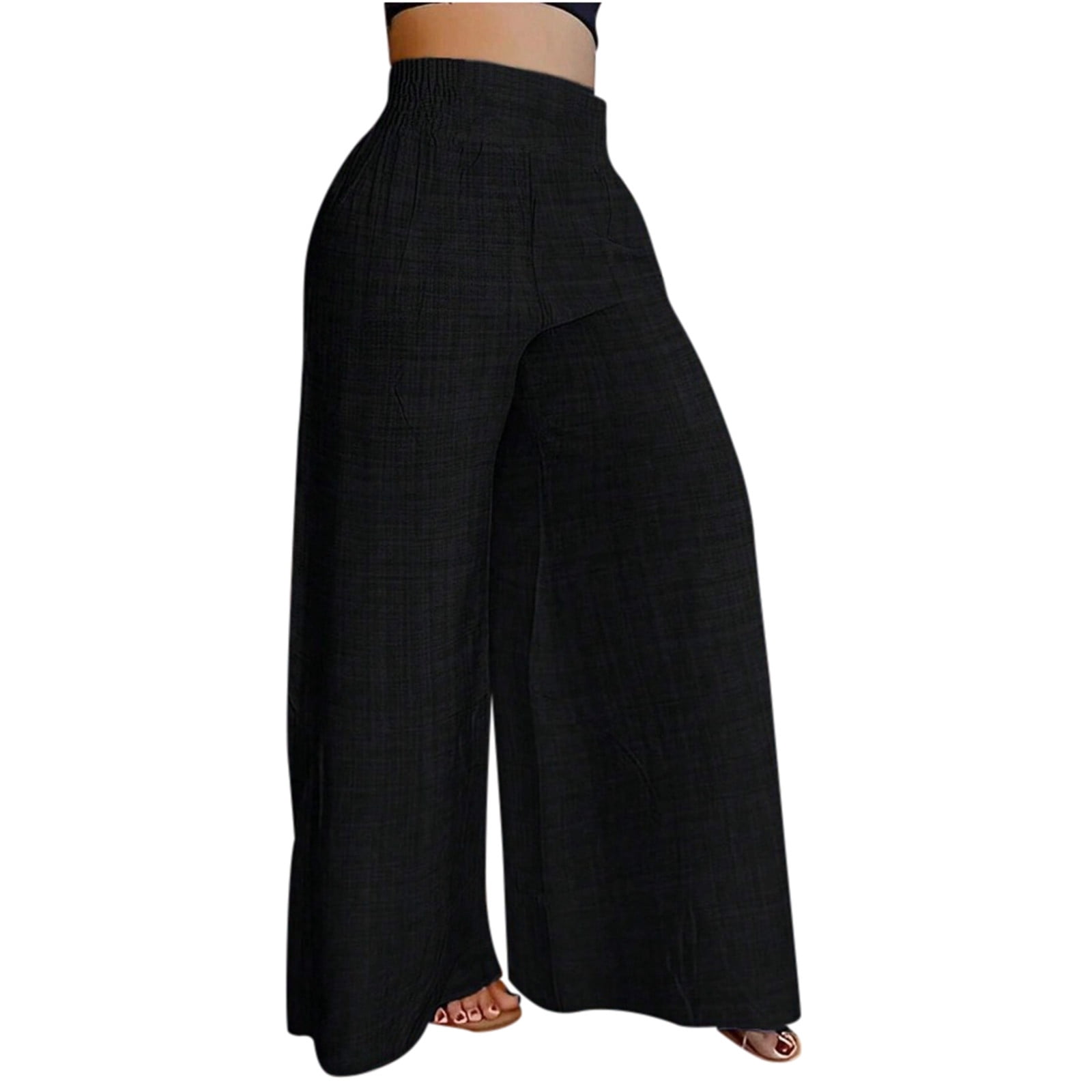 High Waist Denim Wide Leg Pants With Modern Black Print For Autumn Unisex Fall Fashion Statement main image 0