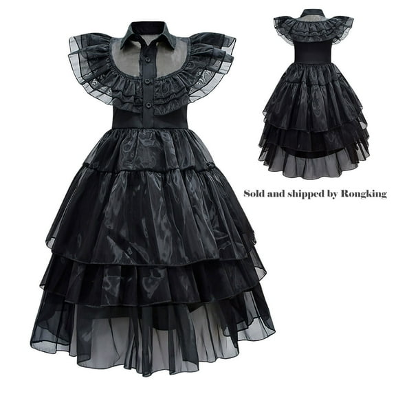 Black Dress for Girls Kids Halloween Family Black Costume Outfit