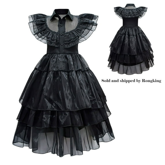 Black Dress for Girls Kids Halloween Family Black Costume Outfit