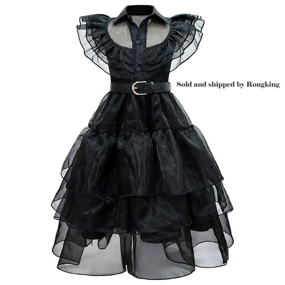 Black Dress for Girls Kids Halloween Movie Cosplay Costume Outfit