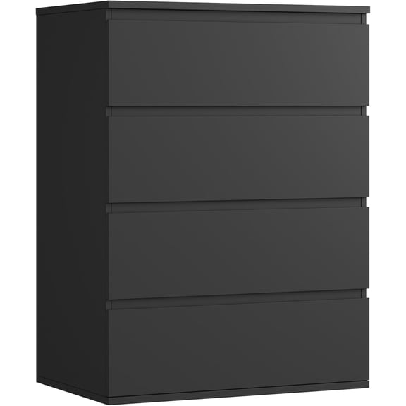 Black Dresser, 4 Drawer Dresser Modern Storage Chest of Drawers 23.6L x 15.7W x 31.5H in, Black Dressers Storage Cabinet with 4 Drawers for Home Office