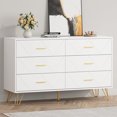 Black Dresser with 6 Drawer for Bedroom Modern Black Dresser with Golden Legs & Handles Wooden