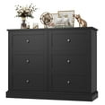 Black Dresser, 6 Drawer Dresser Black, Modern Double Chest with Deep