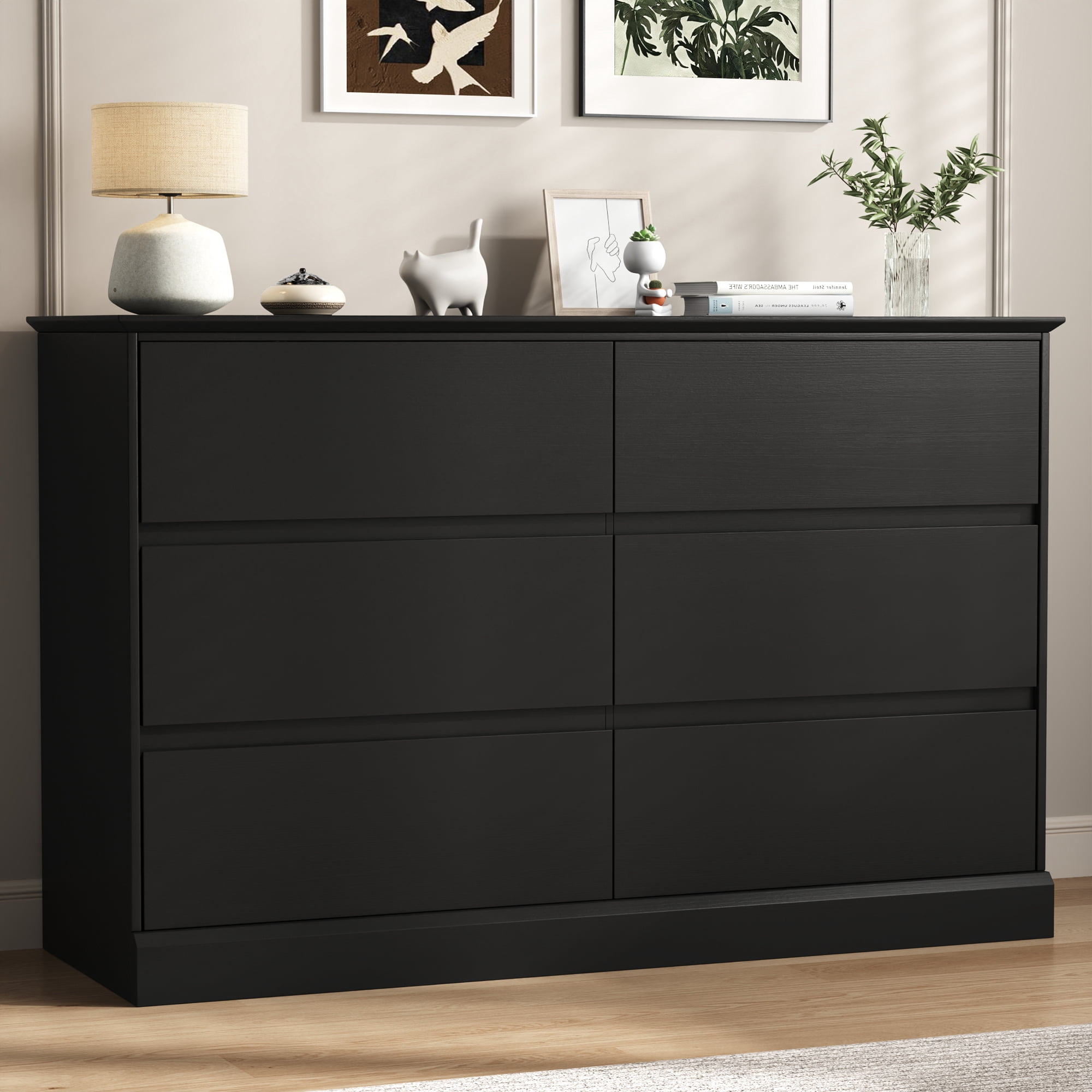 Black Dresser 6 Drawer Dresser Chests of Drawers Wood Storage Side Large Cabinet for Bedroom Closet Living Room Black Dresser 6 Drawer Dresser Chests of Drawers Wood Storage Side Large Cabinet for Bedroom Closet Living Room