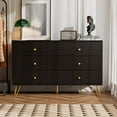 Black Dresser for Bedroom, 6 Drawer Dresser with Golden Handles, Large