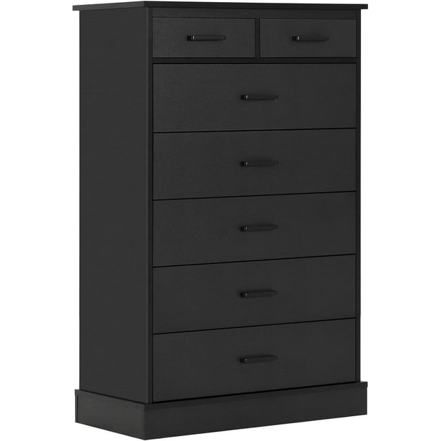 Black Dresser for Bedroom, Tall 7 Drawer Dresser with Sturdy Base, Wood ...