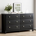 thumbnail image 1 of Black Dresser, Modern 6 Drawer Double Dresser for Bedroom with Gold Pulls, Adults & Kids Wide Dressers & Chests of Drawers for Hallway, Entryway, 1 of 14