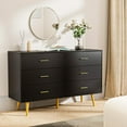 thumbnail image 1 of Black Dresser for Bedroom, 6 Drawer Dresser with Wide Drawers and Gold Metal Handles, Wood Dressers & Chest of Hallway, Entryway, Bedroom, 1 of 14