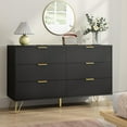 thumbnail image 1 of Black Dresser for Bedroom, 6 Drawers Wood Dresser with Golden Handle, Modern Wood Chest for Living Room, Hallway, Entryway, 1 of 7