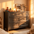 thumbnail image 1 of Gizoon Wooden 7-Drawer Dresser for Bedroom, Black, 1 of 10