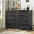 thumbnail image 1 of Black Dresser for Bedroom, Modern 8 Drawers Dresser Wide Chest of Drawers with Woven Leather for Living Room Hallway, 1 of 9