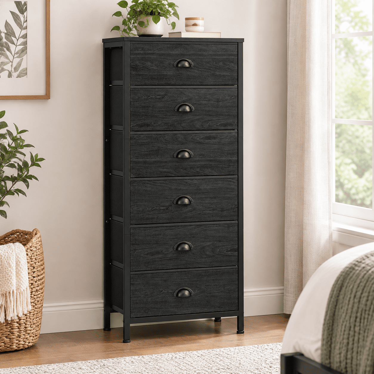 Chesof Drawer Black Dresser for Bedroom, Tall Fabric Chest of Drawers - Walmart.com